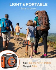 Portable Power Station 300W, Outdoor Solar Generator Backup Battery Orange