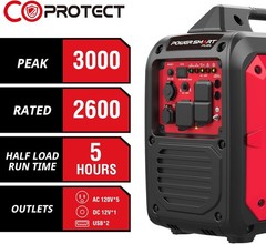 Generator 3000W Portable Inverter Quiet Gas RV Home Camping CO Sensor 30A