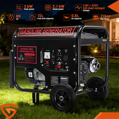 3000W Portable Generator Gas Powered 4Stroke 215CC for Home Backup Construction