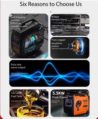 220V Small Quiet Inverter Gas Generator for Home Use and Outdoor Camping