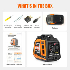 5500W Portable Hybrid Inverter Generator, 3800W Rated, Ultra-Quiet