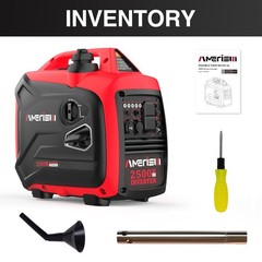 Amerisun Inverter Gas Generator, 2500W, Gas Powered, 5.5H Runtime, CO Sensor