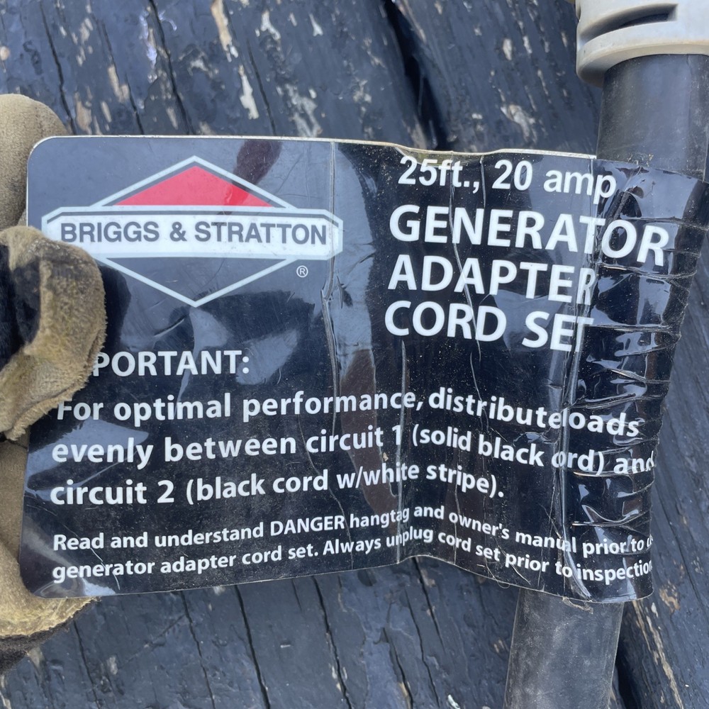 Briggs & Stratton 20 Amp Generator Adapter Cord Set – 25′ Long 4 Outlets – Used