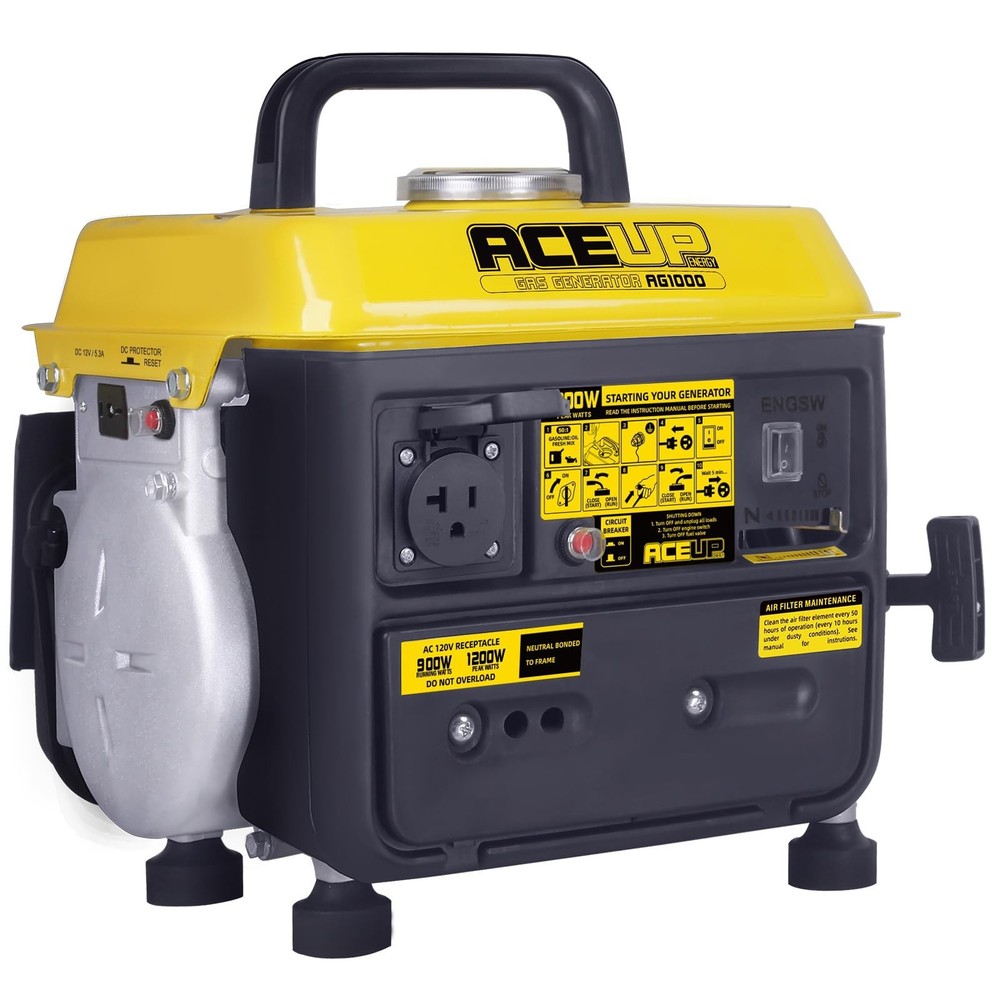Aceup Energy 1200 Watt Gasoline Generator 900W Portable Camping EPA CARB