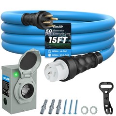 Cooltop 50 Amp Generator Cord And Power Inlet Kit 15Ft Extension Cable Stw