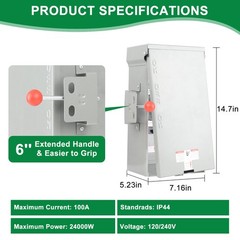Lezbanz Manual Transfer Switch 100 Amp NEMA 4X, Generator Switch…