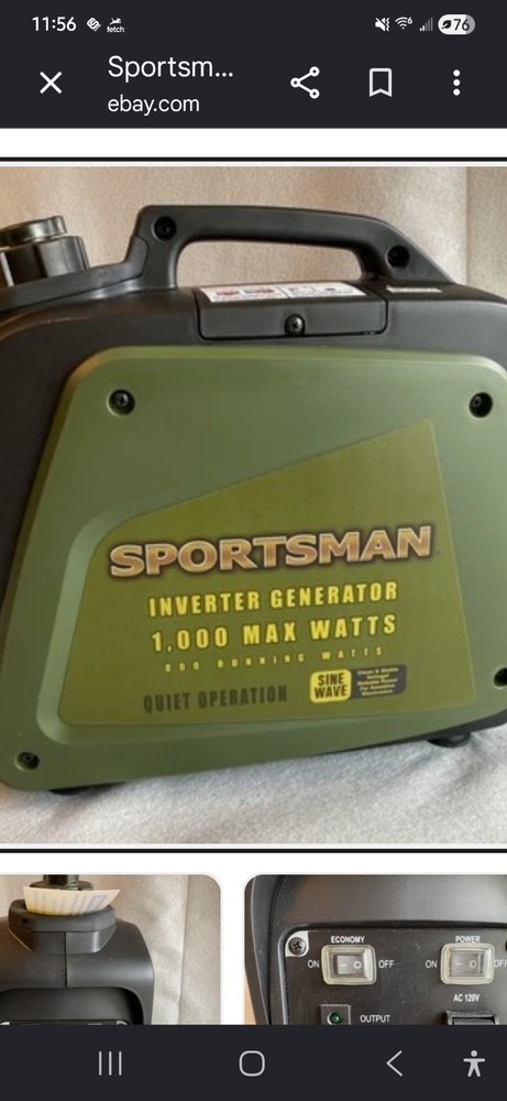 Sportsman 1000 Max Watts Inverter Generator Gasoline Portable Open Box
