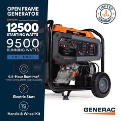 Generac Gp Series 12,500 Watt Tri-Fuel 49-State Portable Generator With Cosense
