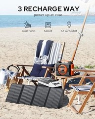 Portable Power Station 300W, Outdoor Solar Generator Backup Battery Pack Orange