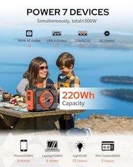 Portable Power Station 300W, Outdoor Solar Generator Backup Battery Pack Orange
