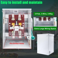 200A Generator Transfer Switch General Duty Generator, Silver