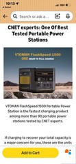 VTOMAN FlashSpeed 1500 Portable Power Generator 1548Wh LiFePO4 1500W 110V USB
