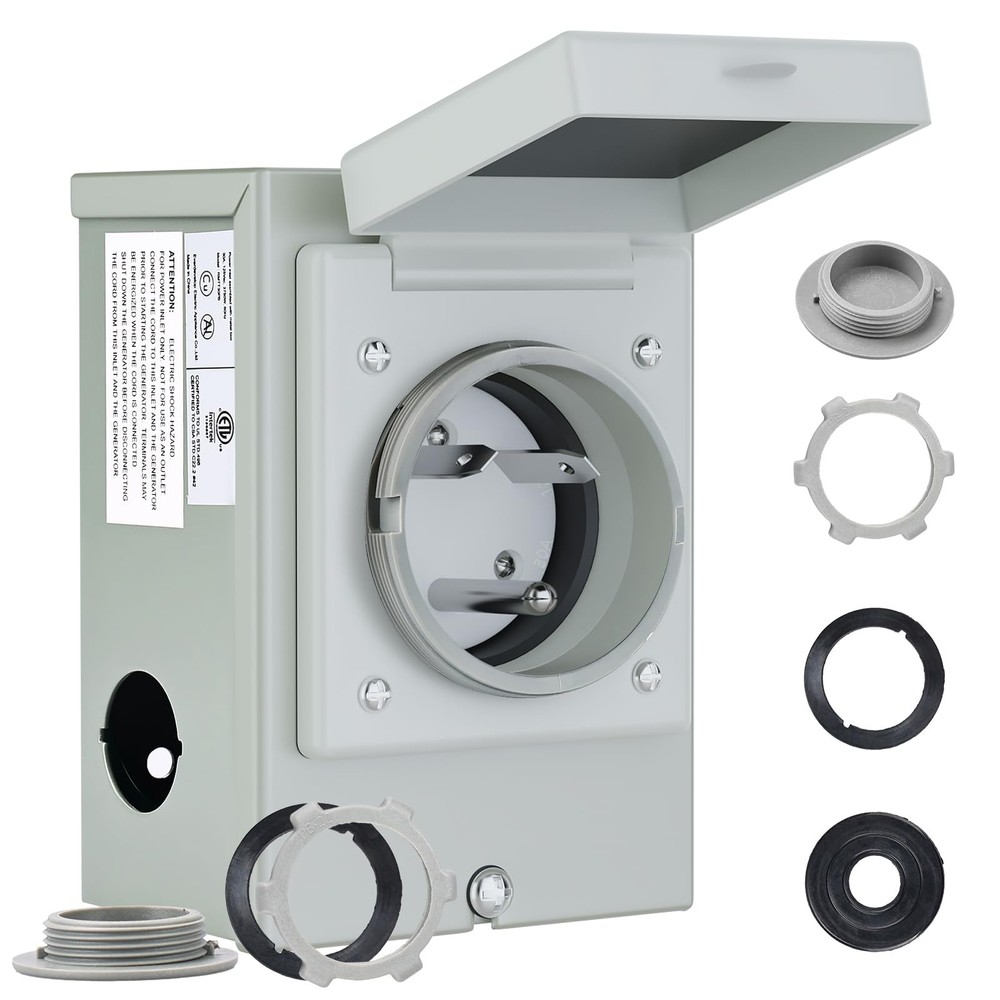 RVMATE Pre-Drilling 30 Amp Generator Power Inlet Box NEMA TT-30P