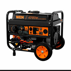 WEN DF475T Dual Fuel Portable Generator, 4750W Max, 4 Gal Tank, Black/Orange