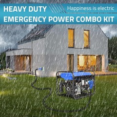 50A Generator Cord 15FT with Power Inlet Box NEMA 14-50P/SS2-50R Combo Kit Black