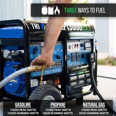 DuroMax 13,000-W Portable Hybrid Tri Fuel Generator w/ Electric Start, CO Sensor