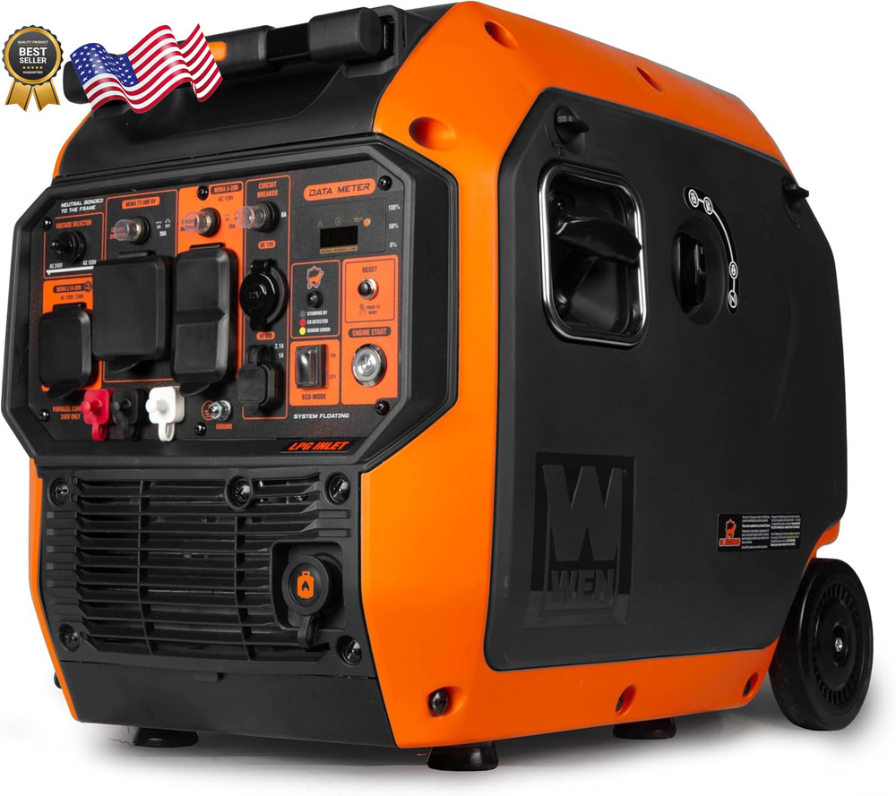 WEN 6800W Quiet Portable Dual Fuel Inverter Generator Electric Start CO Sensor
