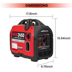 2.4KW Portable Inverter Generator – 2x120V 20A Outlets + USB for Camping Trips
