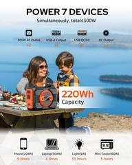Portable Power Station 300W, Outdoor Solar Generator Backup Battery Orange