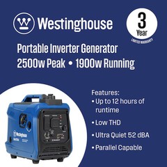 Westinghouse iGen2550c Recoil Start 2550 Starting / 1900 Watt Gasoline NO CALIFO