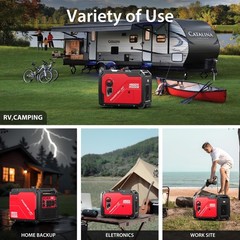PowerSmart 4800W Gas Inverter Generator, 223cc, 10H Runtime, Parallel Ready, CO