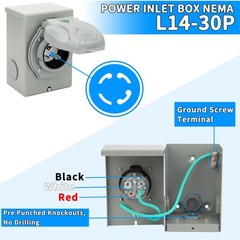OPL5 30AMP Generator Power Inlet Box with Pre Punched Knockouts, NEMA…
