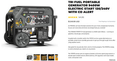 FIRMAN TO7573 ELECTRIC GENERATOR 7500W Tri Fuel 120/240 Pick Up San Jose, CA
