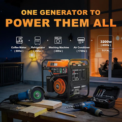 4000W Portable Open Frame Inverter Generator, 223Cc Engine, with 30A RV Outlet,