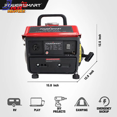 PowerSmart 1200W Gas Fuel Generator Portable for Camping Outdoor Low Noise NEW