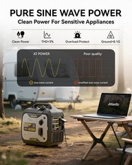 Portable 2300W Inverter Generator Gas Power Home Backup Job site Construction