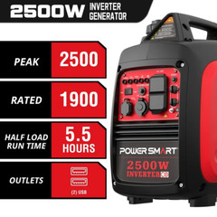 PowerSmart 2500W Portable Inverter Gas Generator, CO Detect Super Quiet Low Oil