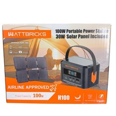 Wattbricks Energy 120W Peak Portable Power & 30-Watt Portable Solar Panel Bundle