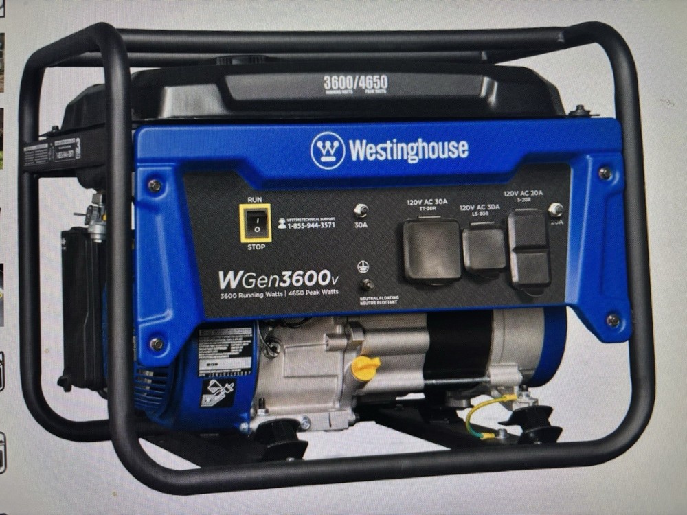 Westinghouse WGen3600v 4,650-W Portable RV Ready Gas Powered Generator Home RV