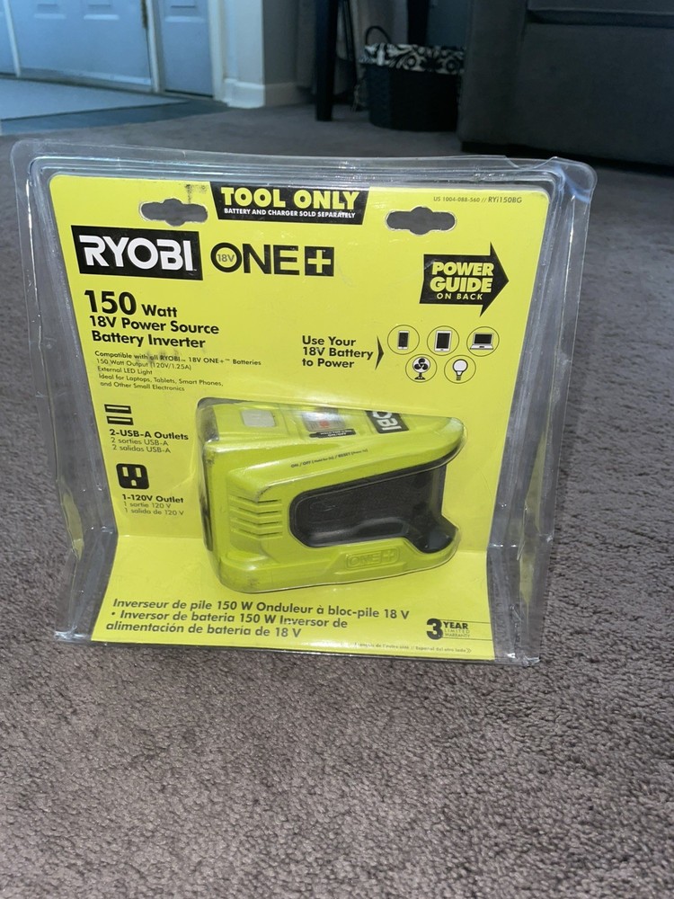 Battery Inverter- Ryobi RYI150BG ONE+ 18V 150 Watt Battery Inverter Tool Only