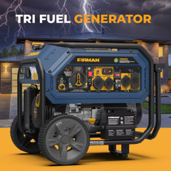 Firman 10,000W Portable Hybrid Tri-Fuel Gas Generator, Electric Start, CO Sensor