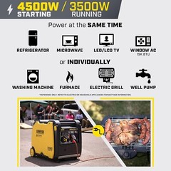 Champion 4,500-W Quiet Portable Gas Inverter Generator, Remote Start, CO Sensor