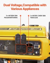 Electric Start Gas Generator 9625W Peak 7000W Running w/ CO Sensor AVR