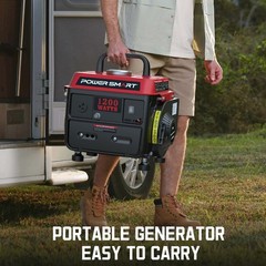 PowerSmart Gas Generator 1200W, 5H Runtime, 120 AC & 12V DC Output, Lightweight