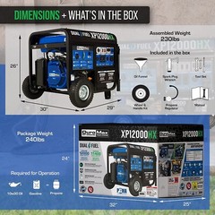 DuroMax 12,000-W Portable Hybrid Dual Fuel Electric Start Generator w/ CO Sensor