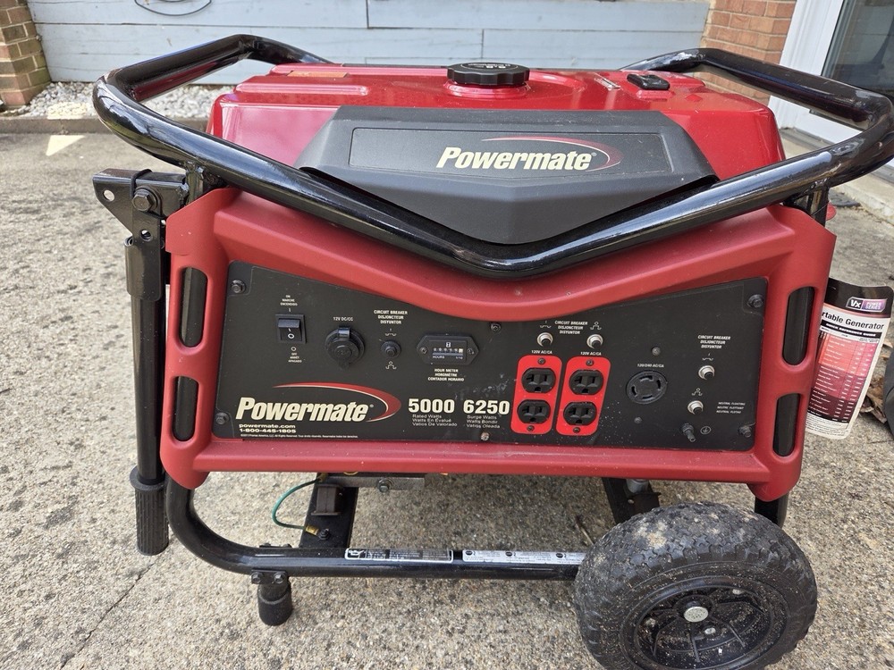 Powermate Portable Gas Generator 5000 Maximum Watts 6250
