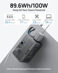 Portable Power Station 89.6Wh LiFePO4 Battery 100W(200W Peak) Advanced Gray