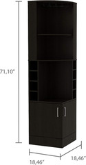 Corner Bar Cabinet with Two Shelves at the Top, Glass Holder, 8 Exterior Bottle