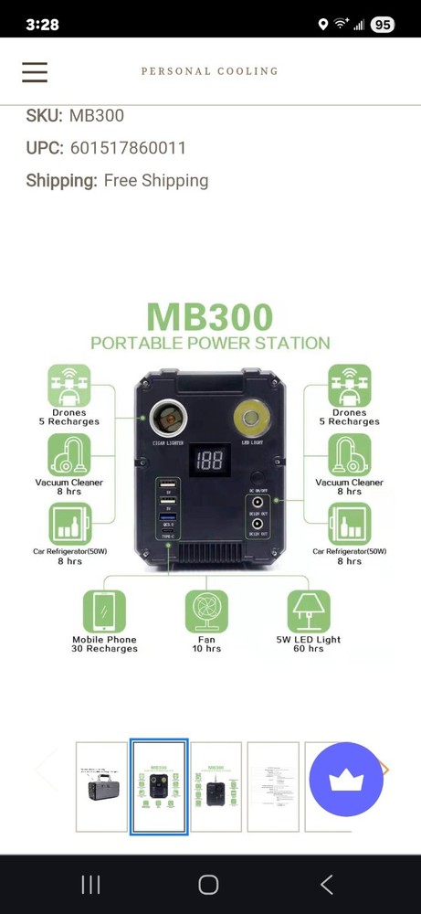 Portable Power Station Model MB300