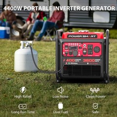 PowerSmart 4400W Dual Fuel Inverter Generator, 223cc, Gas/Propane, Steel Frame