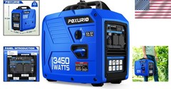 Portable Inverter Generator 3450W Gas-Powered 14H Run Quiet EPA Blue