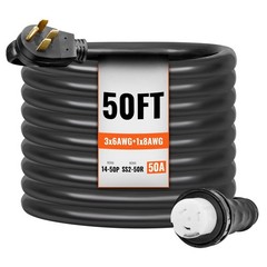 ETL-Certified 50A 50FT Generator Cord & Pre-Drilled Inlet Box for Home/RV