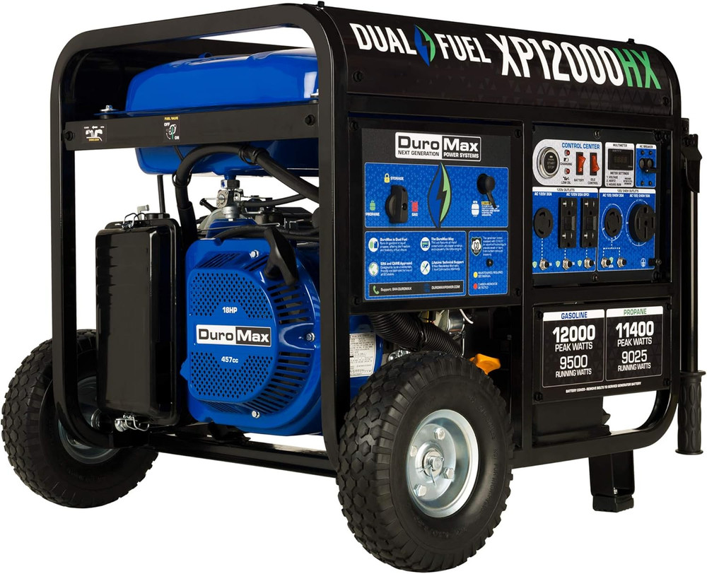 DuroMax 12,000-W Portable RV Ready Dual Fuel Electric Start Generator, CO Sensor