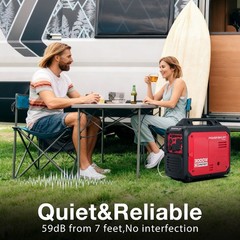 PowerSmart 3000W Gas Generator, 5H Long Runtime, Quiet Operation, Camping Use