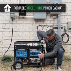 DuroMax 12,000-W Portable RV Ready Dual Fuel Electric Start Generator, CO Sensor