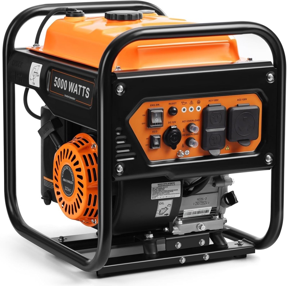 Inverter Generator 5000W Peak Power Gas Engine Digital Display Remote Start